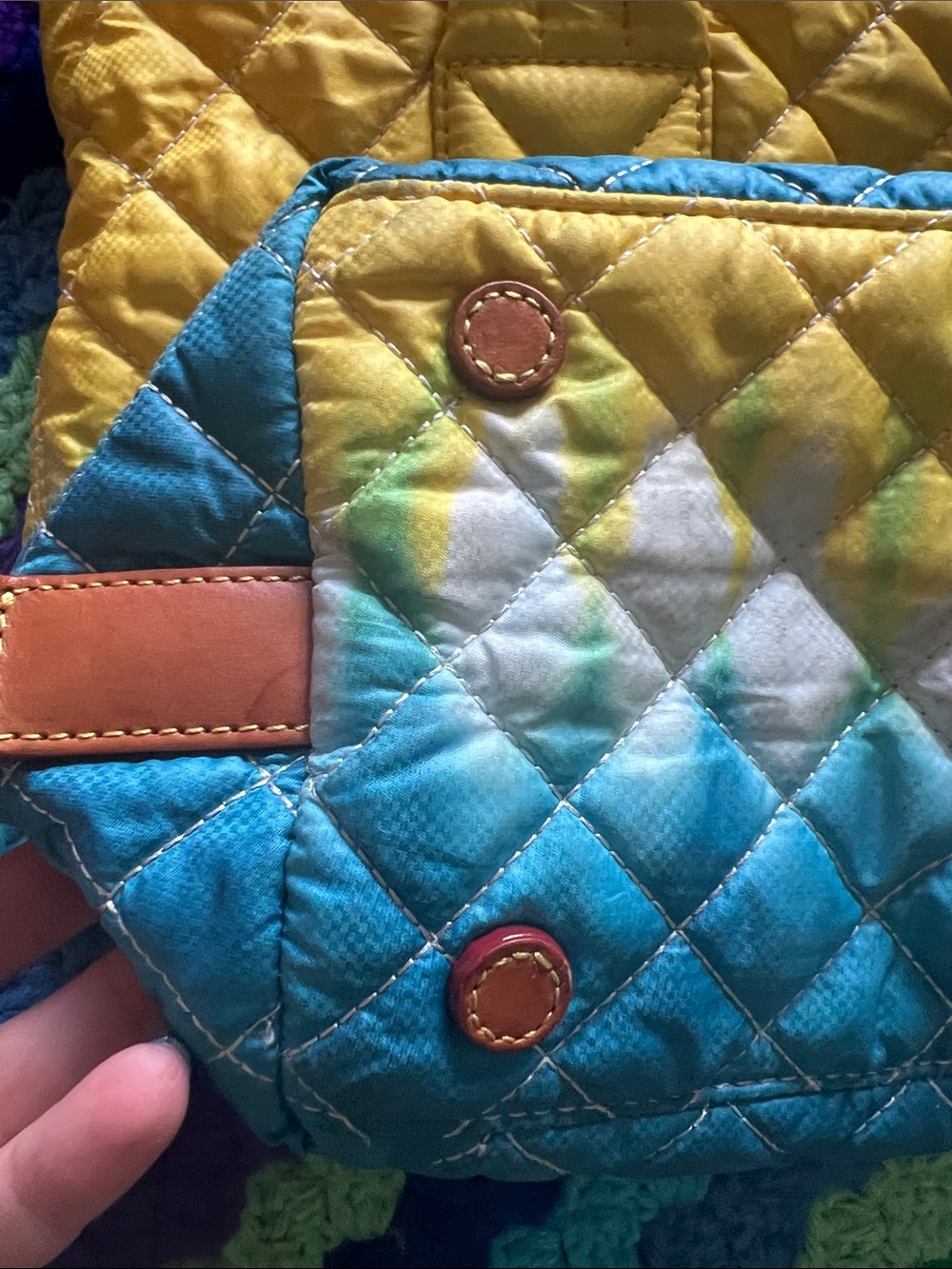 MZ Wallace Yellow Blue Ombre Quilted Crossbody Tote - Picture 4 of 11